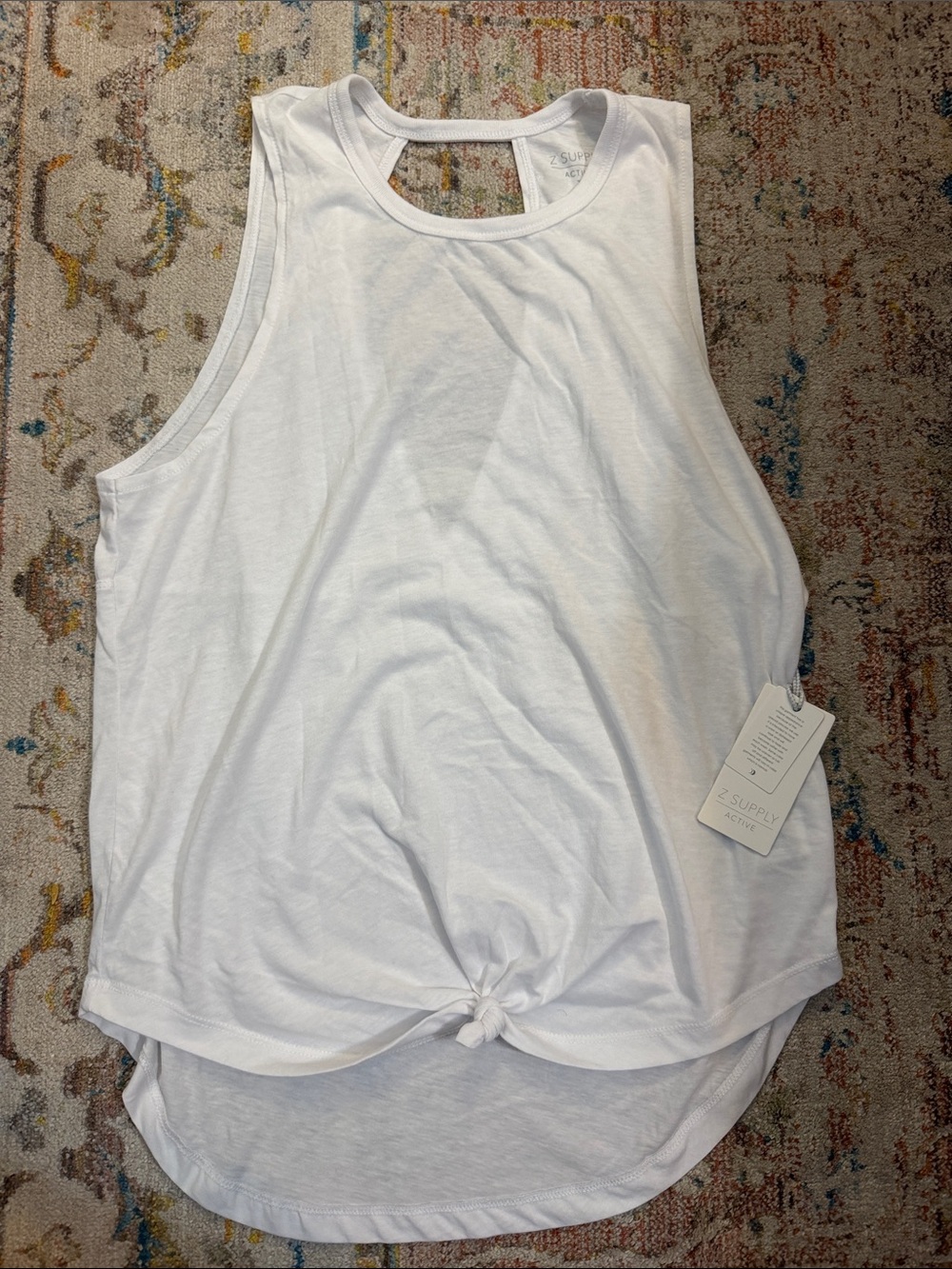Z Supply Active White Knot-Front Tank